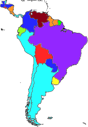 carte de l'échiquier politique de l'Amérique du Sud