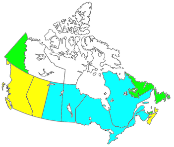 carte de l'échiquier politique du Canada